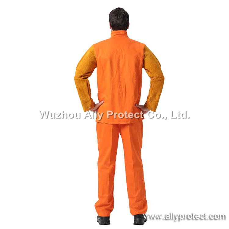 AP-2630 Orange FR & Golden Leather Welding Jacket